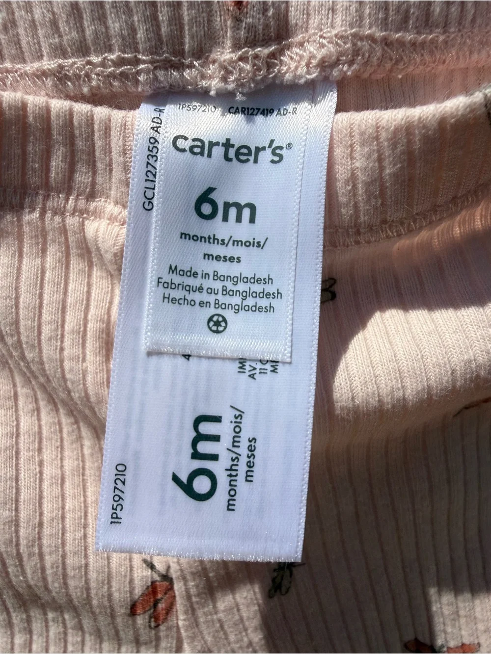 Carter's Light Pink Ribbed Dragonfly Print Baby Bodysuit